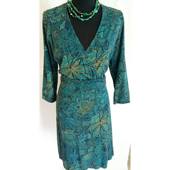 Lands' End Dresses & Skirts - Lands' End Teal Blue Green Wrap  Dress sz. Medium